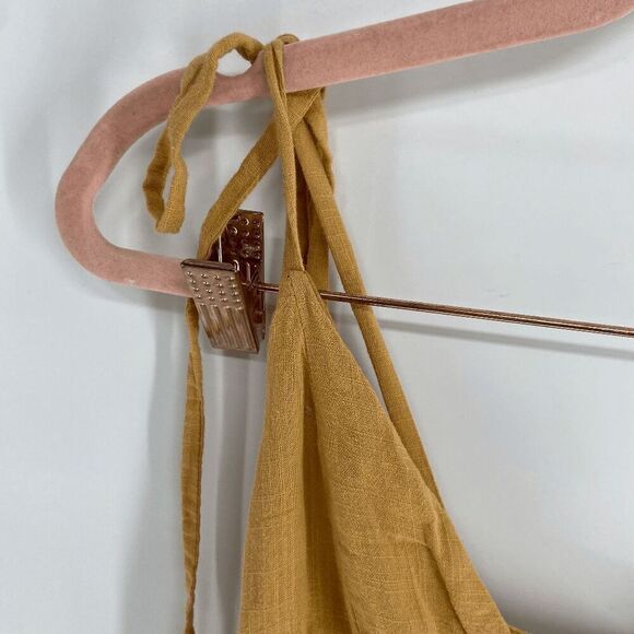 Emory Park Women Mustard Yellow preowned pom pom boho mini dress small - Picture 3 of 8